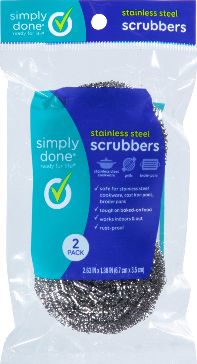 slide 3 of 9, Simply Done Stainless Steel Scrubbers, 2 ct