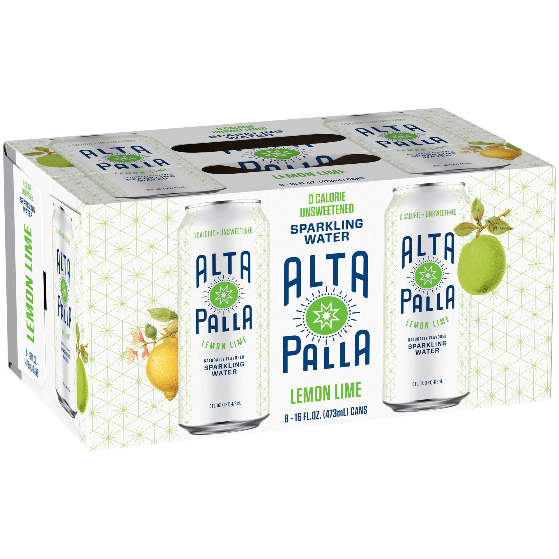 slide 1 of 3, Alta Palla Naturally Flavored Zero Calorie Zero Sugar Sparkling Water, Lemon Lime- 8 ct, 8 ct