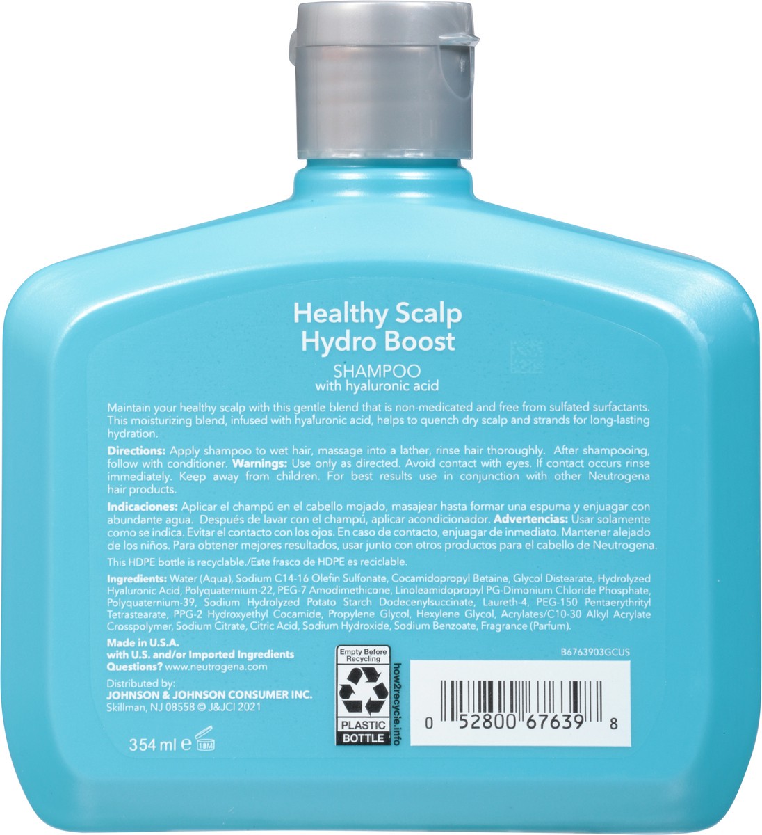 slide 7 of 9, Neutrogena Moisturizing Healthy Scalp Hydro Boost Shampoo for Dry Hair and Scalp, with Hydrating Hyaluronic Acid, pH-Balanced, Paraben & Phthalate-Free, Color-Safe, 12 Fl Oz, 354 ml