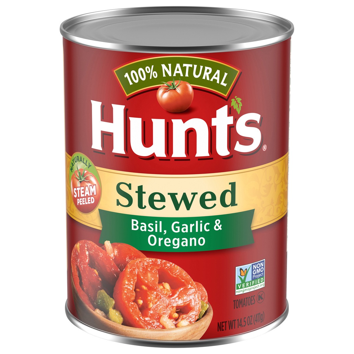slide 1 of 5, Hunt's Stewed Tomatoes With Basil, Garlic & Oregano, 14.5 oz., 14.5 oz