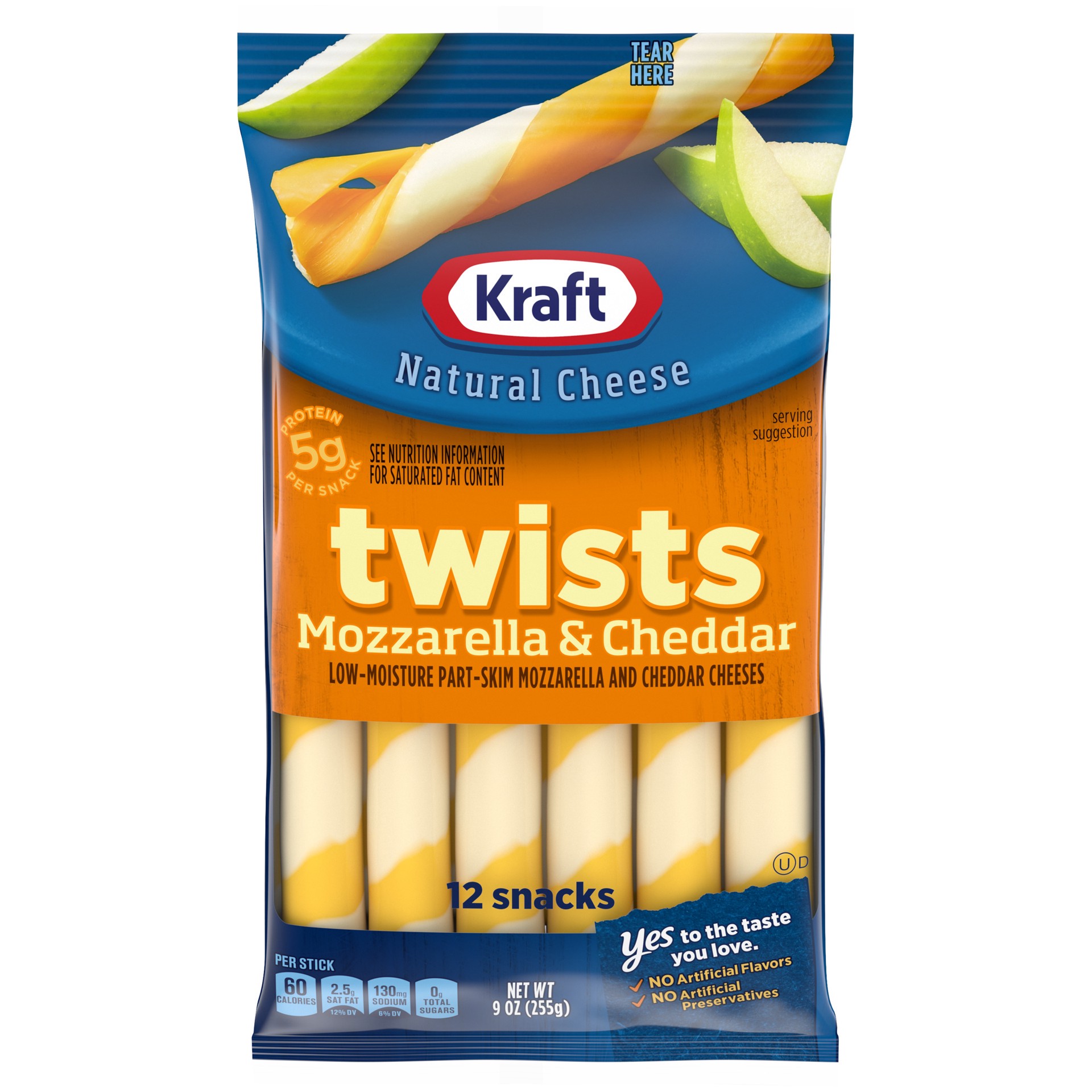 slide 1 of 1, Kraft Twists String Cheese Mozzarella & Cheddar Cheese Snacks, 12 ct Sticks, 12 ct