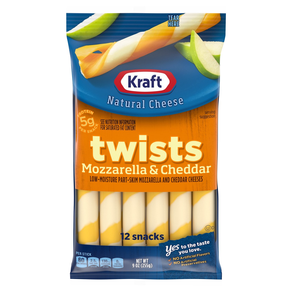 slide 1 of 6, Kraft Twists String Cheese Mozzarella & Cheddar Cheese Snacks, 12 ct Sticks, 12 ct