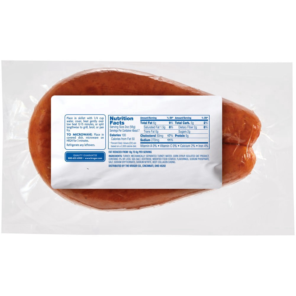 slide 2 of 2, Kroger Smoked Turkey Sausage, 14 oz