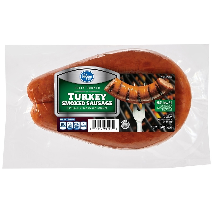 slide 1 of 1, Kroger Smoked Turkey Sausage, 14 oz