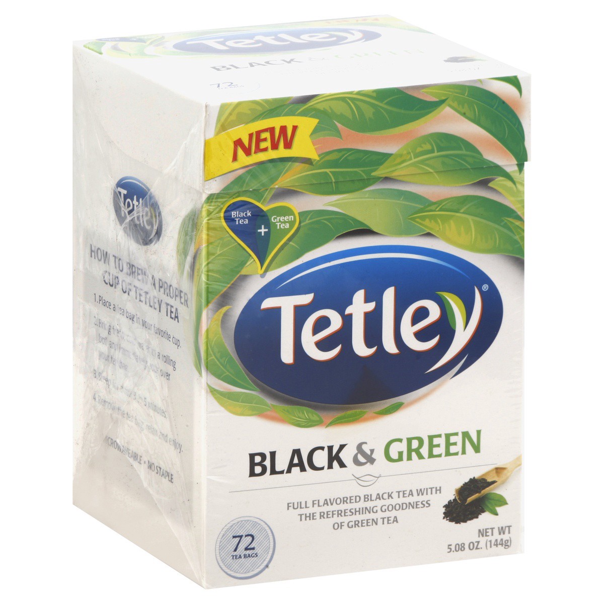 slide 1 of 5, Tetley Black & Green Tea, 72 ct