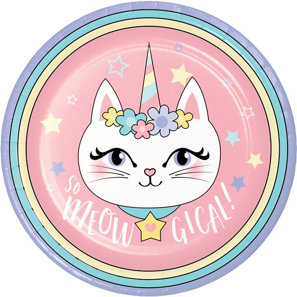 slide 1 of 1, Creative Converting Sassy Caticorn Party Dinner Plate, 8 ct