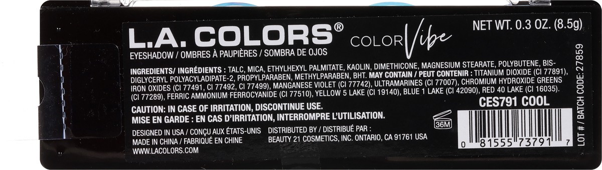 slide 9 of 10, L.A. Colors L A Colors Color Vibe L.A. Colors Color Vibe Cool Eyeshadow Pallette 1 Count, 1 ct