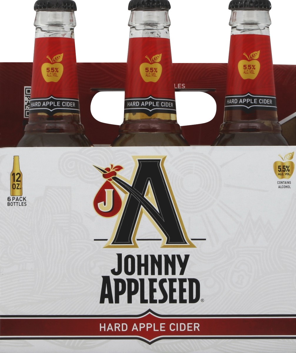 slide 4 of 4, Johnny Appleseed Hard Apple Cider Bottles, 6 ct; 12 fl oz