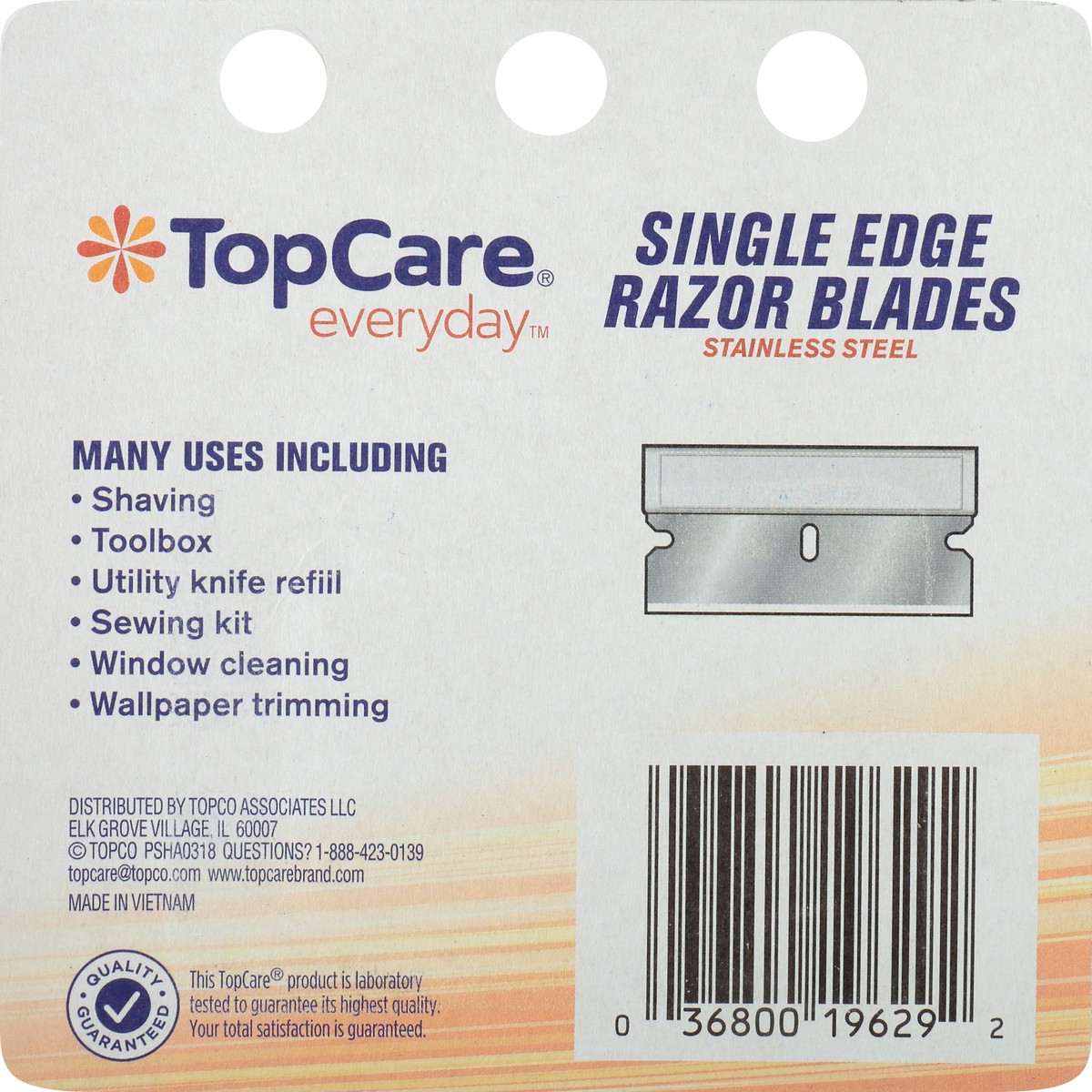 slide 8 of 8, TopCare Single Edge Razor Blades, Stainless Steel, 10 ct