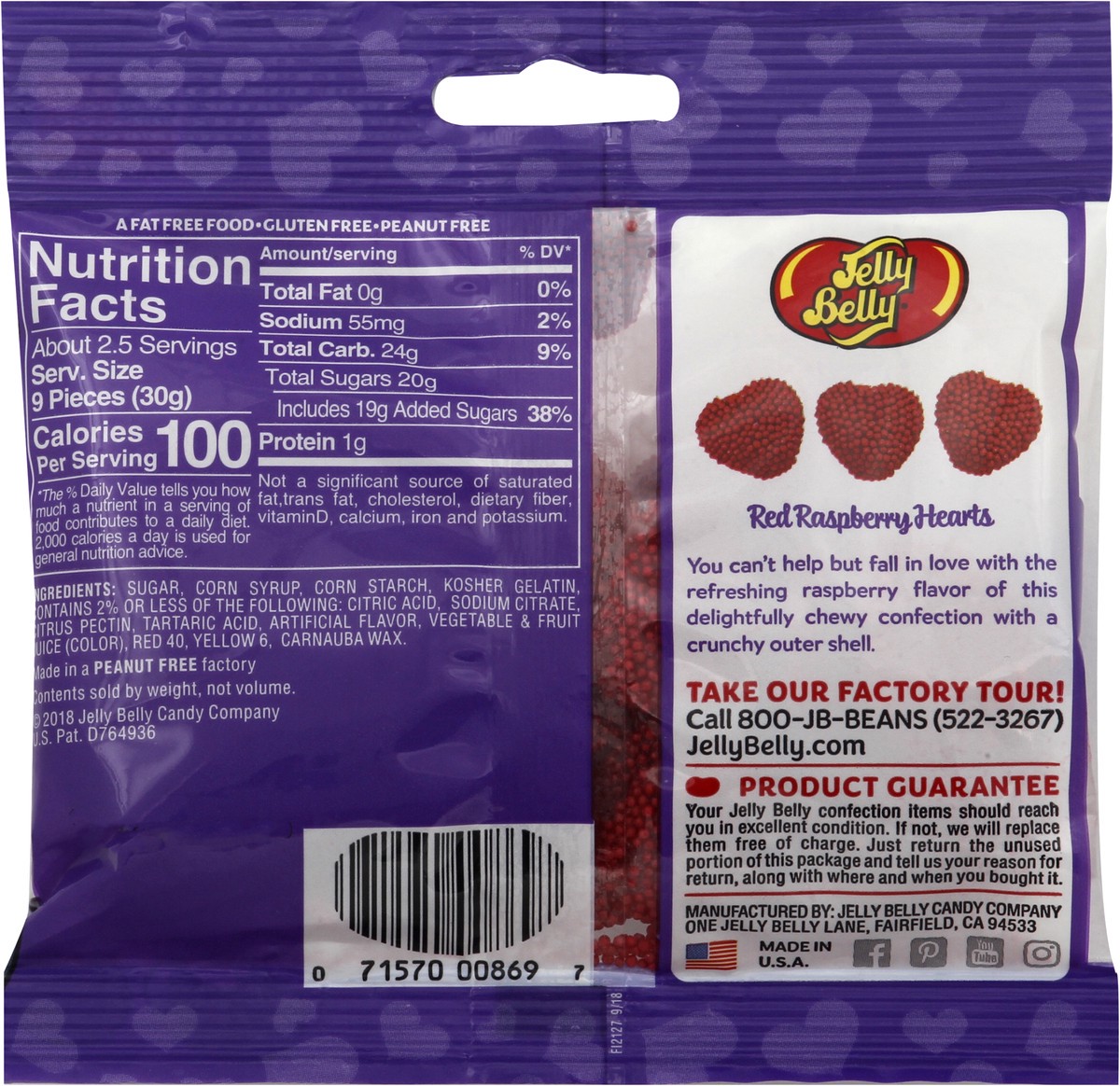 slide 8 of 8, Jelly Belly Valentine's Red Raspberry Hearts Bag, 24 ct; 2.75 oz