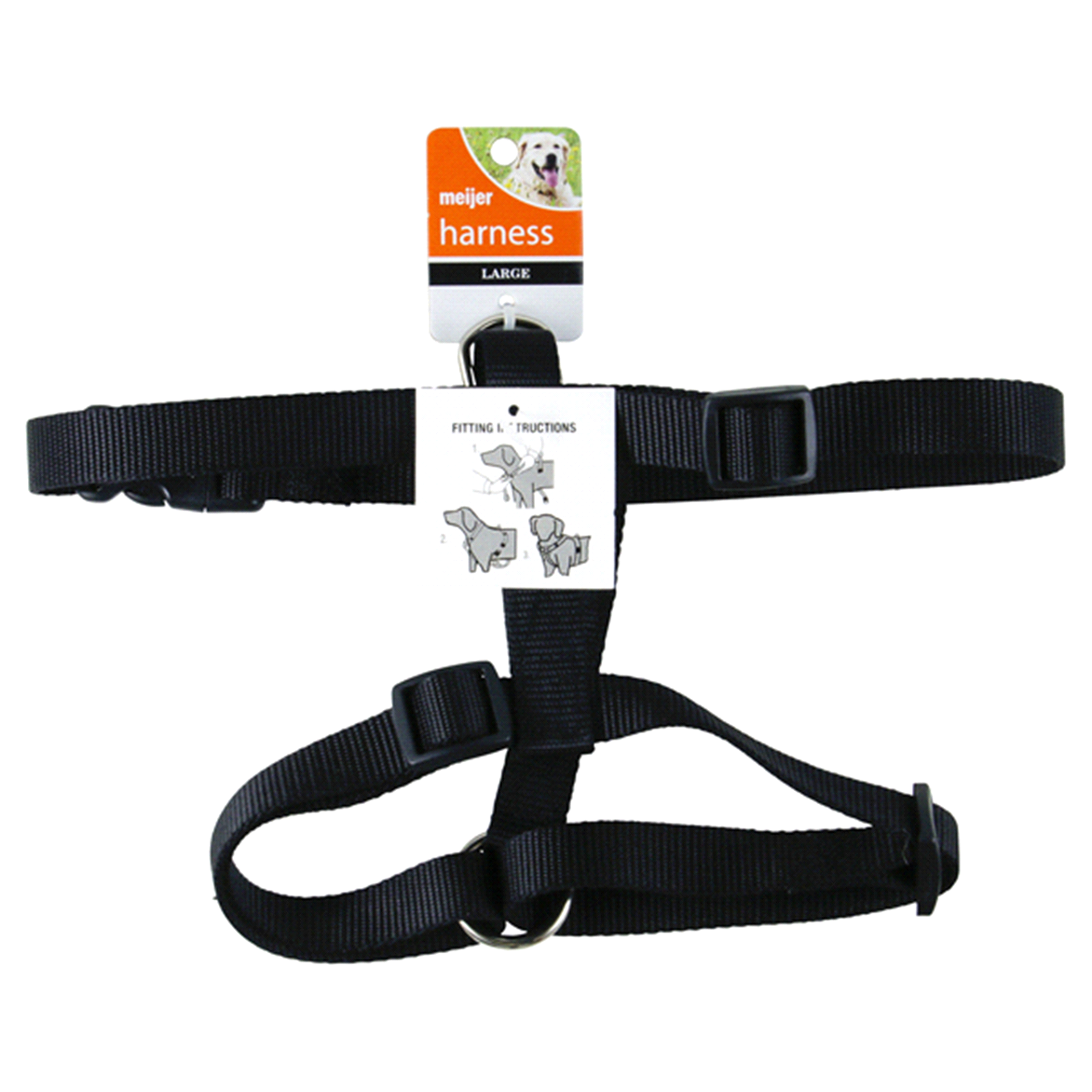 slide 1 of 1, Meijer Adjustable Dog Harness, Black, Large, LARGE     