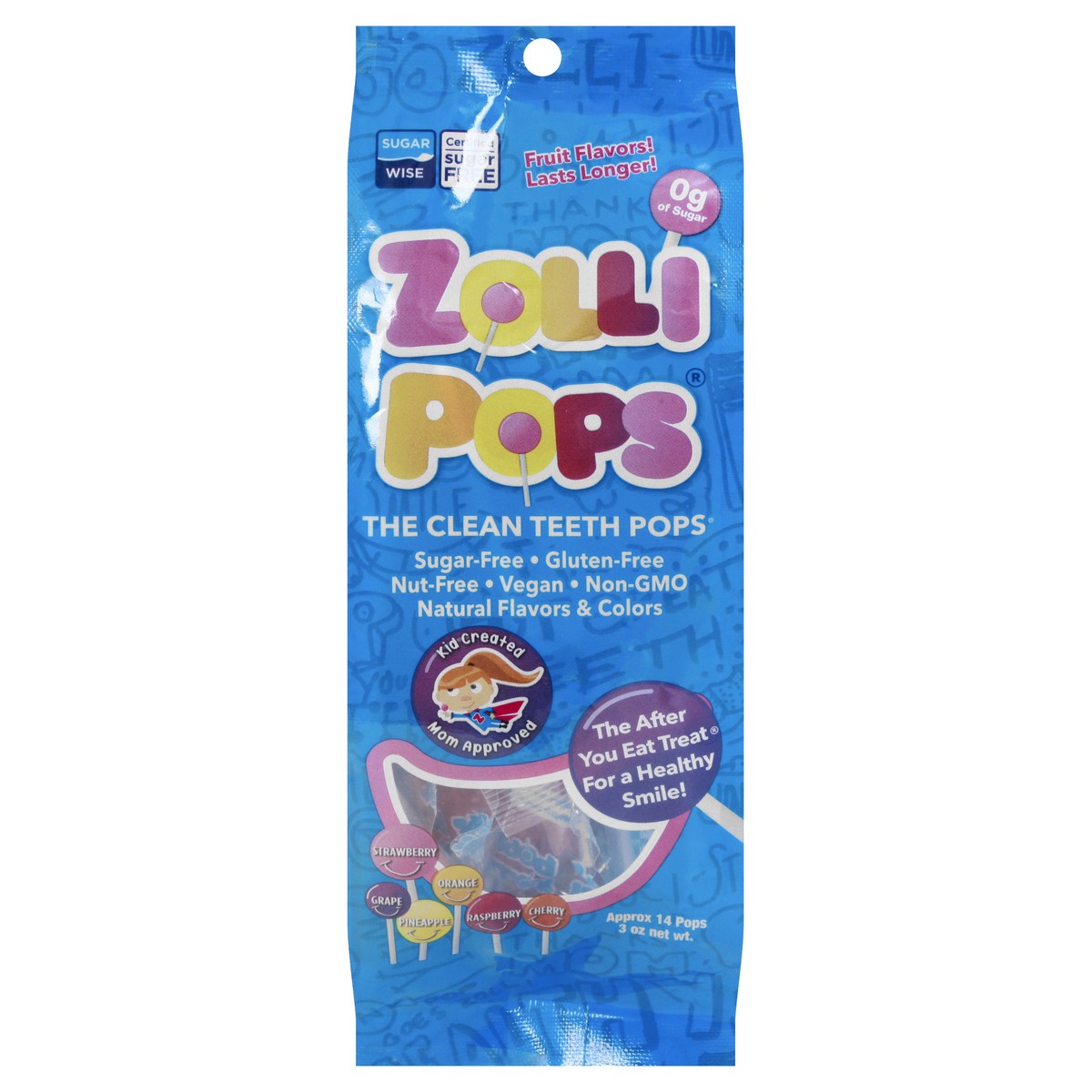 slide 12 of 13, Zollipops Variety Fruit Teeth Clean Pops, 3 oz