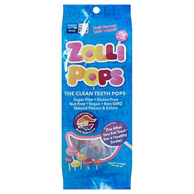 slide 1 of 1, Zollipops Variety Fruit Teeth Clean Pops, 3 oz