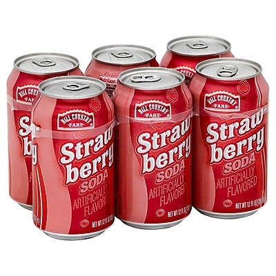 slide 1 of 1, Hill Country Fare Strawberry Soda - 6 ct; 12 fl oz, 6 ct; 12 fl oz