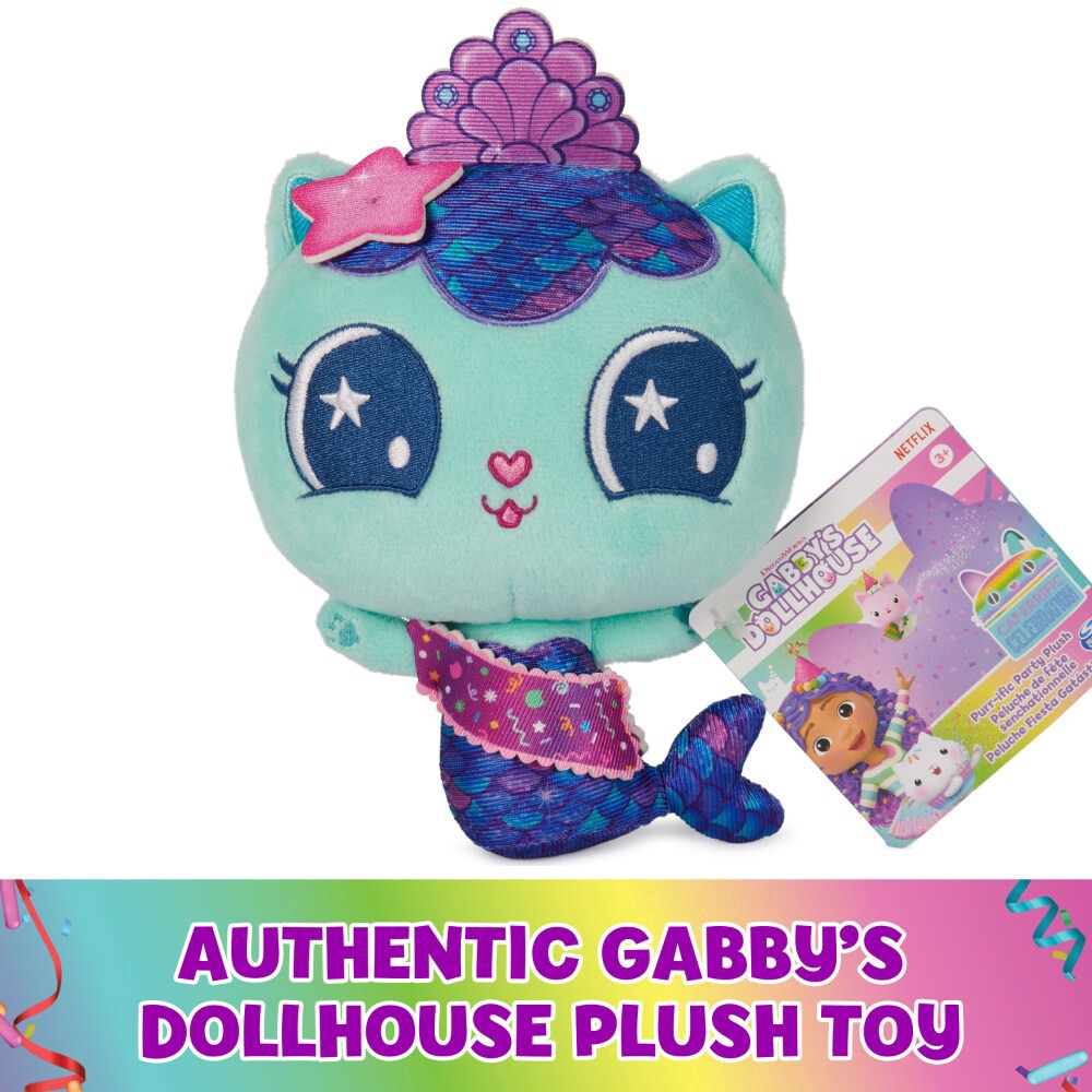 slide 5 of 6, Gabby's Dollhouse Celebration Series MerCat Purr-ific Party Plush, 1 ct
