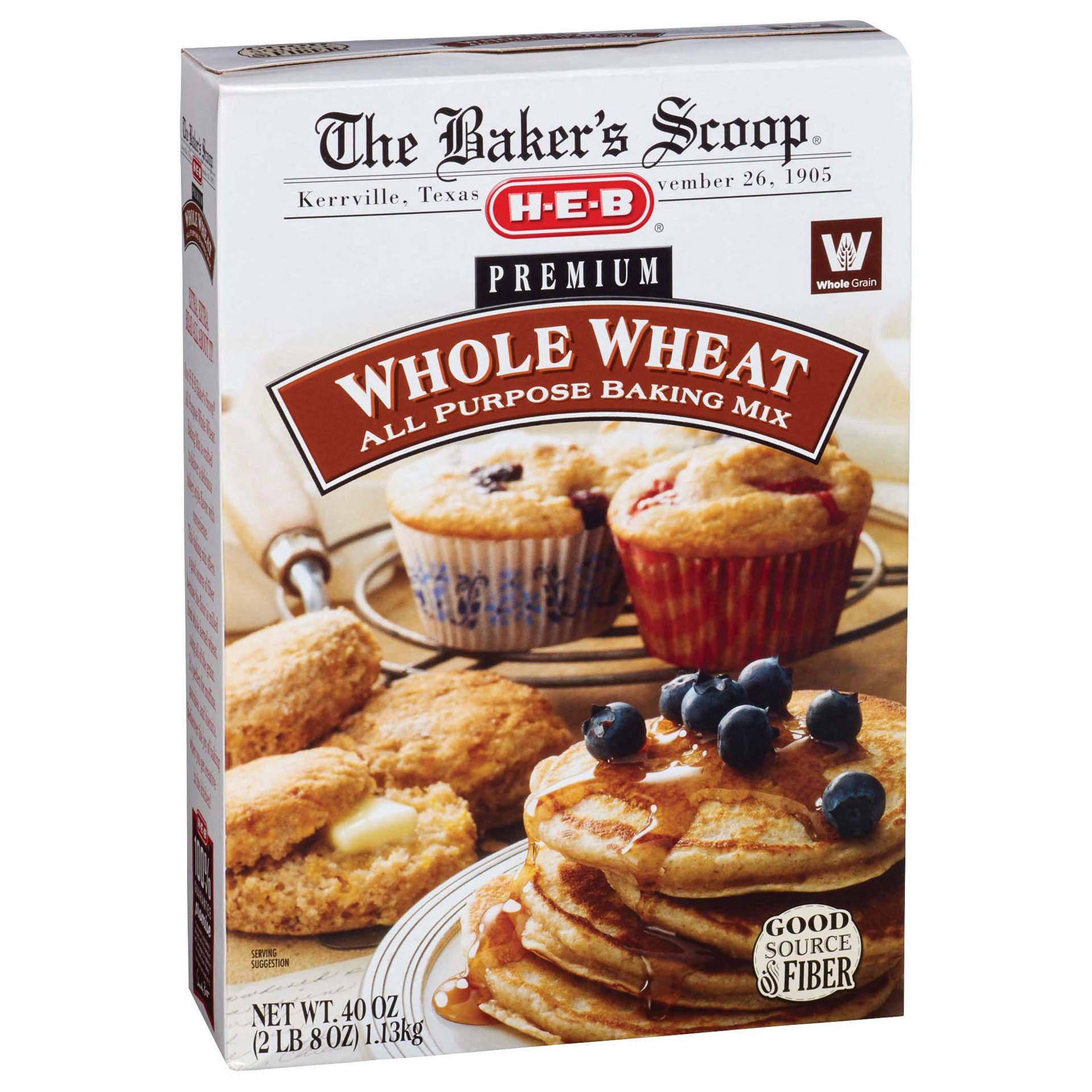slide 1 of 1, H-E-B All Purpose Whole Wheat Baking Mix, 40 oz