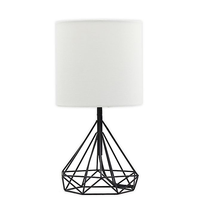 slide 1 of 1, Designs Direct Metal Accent Lamp - Black with Linen Shade, 1 ct