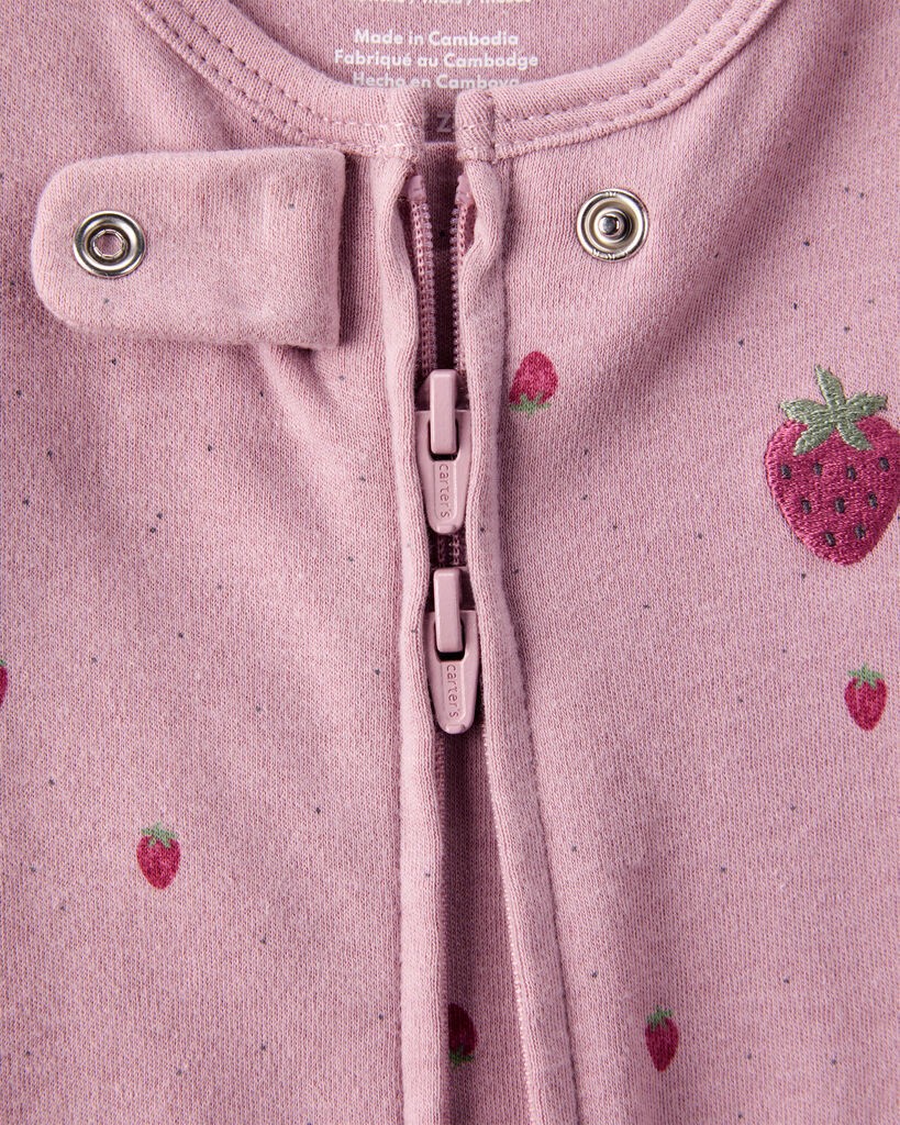 slide 3 of 4, Carter's Baby Girl Strawberry Print 100% Cotton Sleep & Play - Pink Pink PRE, 1 ct