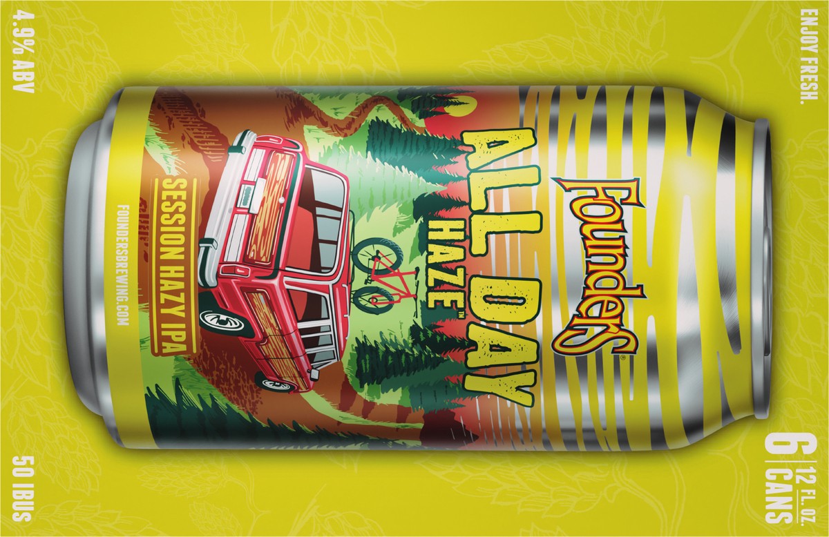 slide 6 of 9, Founders Brewing Co. Beer, Session Hazy IPA, All Day Haze, 6 ct; 12 oz