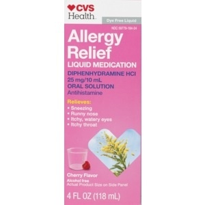 slide 1 of 1, CVS Pharmacy Dye-Free Allergy Liquid, Cherry, 4 oz