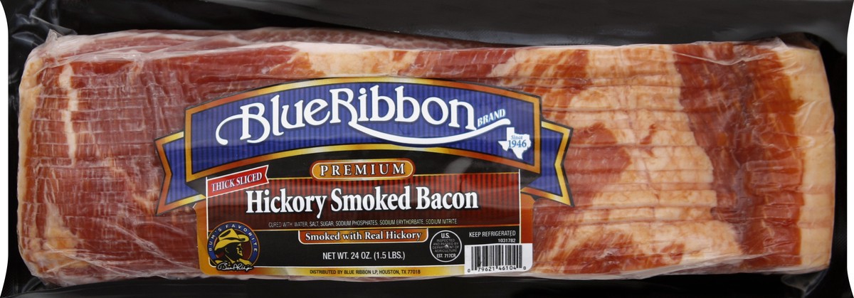 slide 4 of 5, Blue Ribbon Hickory Smoked Thick Sliced Bacon, 24 oz