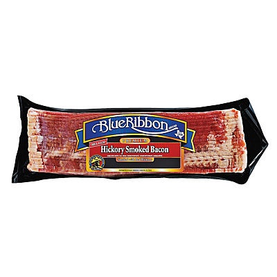 slide 1 of 1, Blue Ribbon Hickory Smoked Thick Sliced Bacon, 24 oz