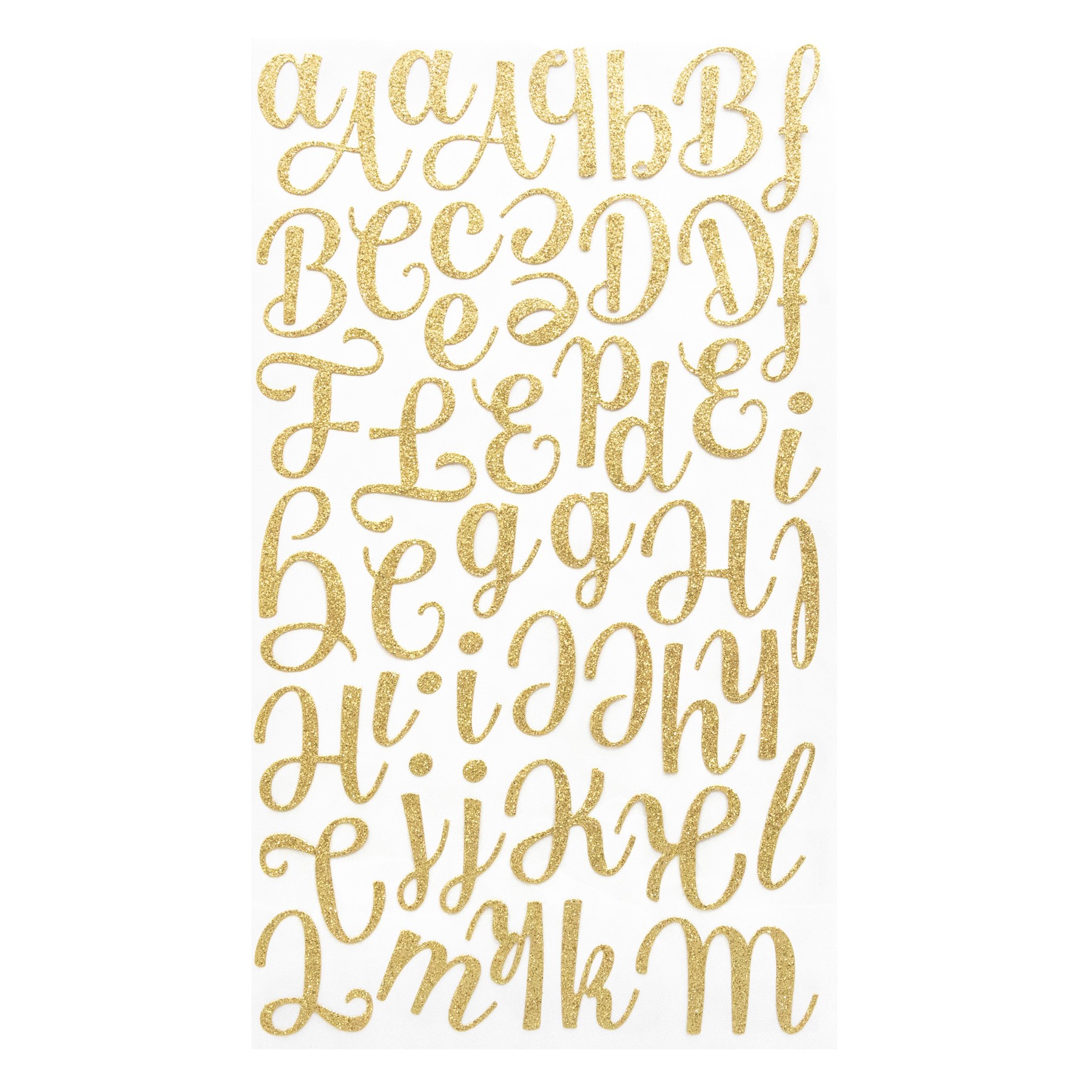 slide 4 of 5, Gold Glitter Script Alphabet Stickers By Recollections, 9.5 in x 5.5 in
