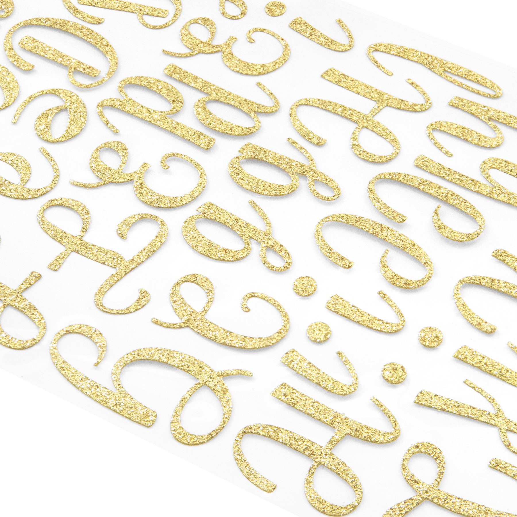 slide 5 of 5, Gold Glitter Script Alphabet Stickers By Recollections, 9.5 in x 5.5 in