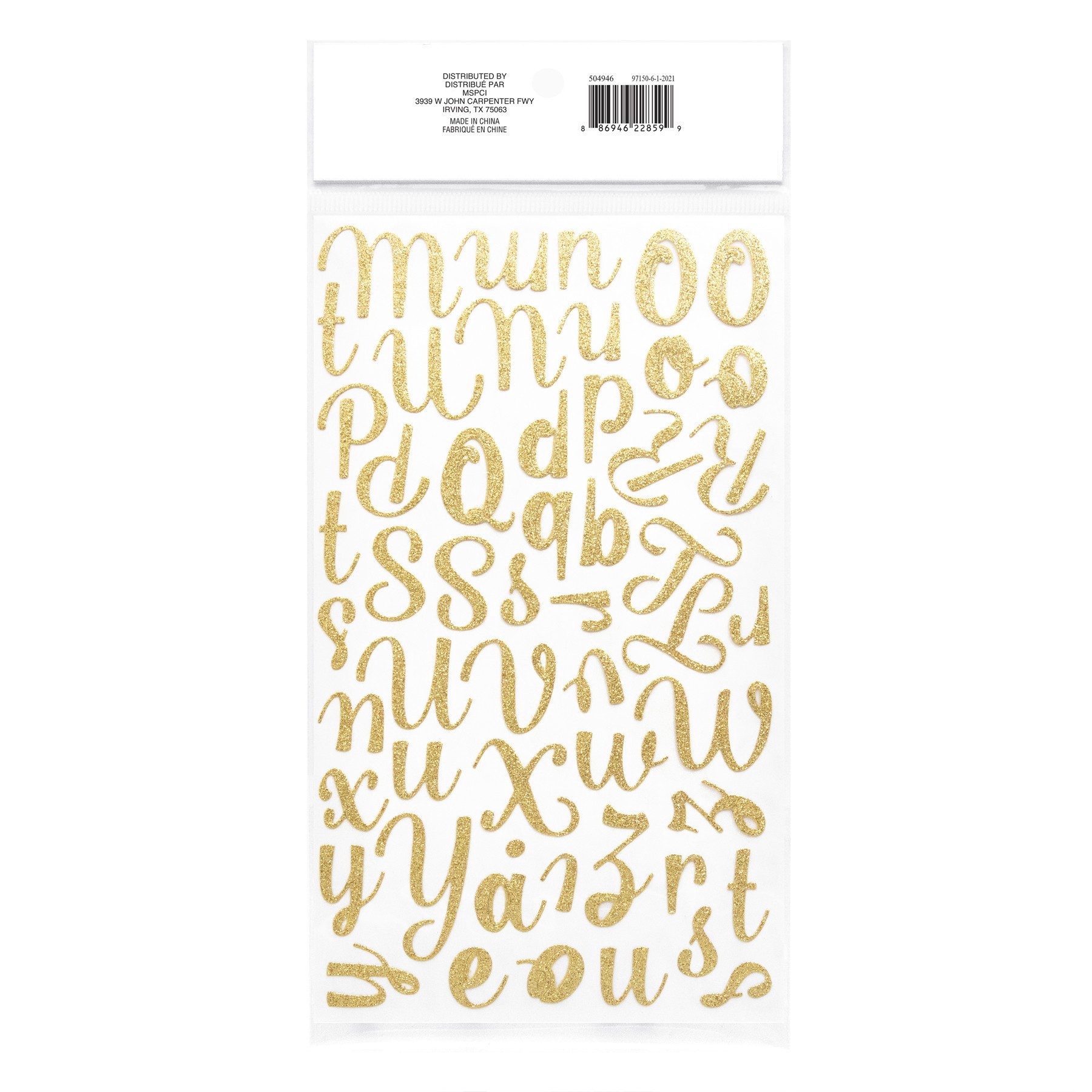 slide 3 of 5, Gold Glitter Script Alphabet Stickers By Recollections, 9.5 in x 5.5 in