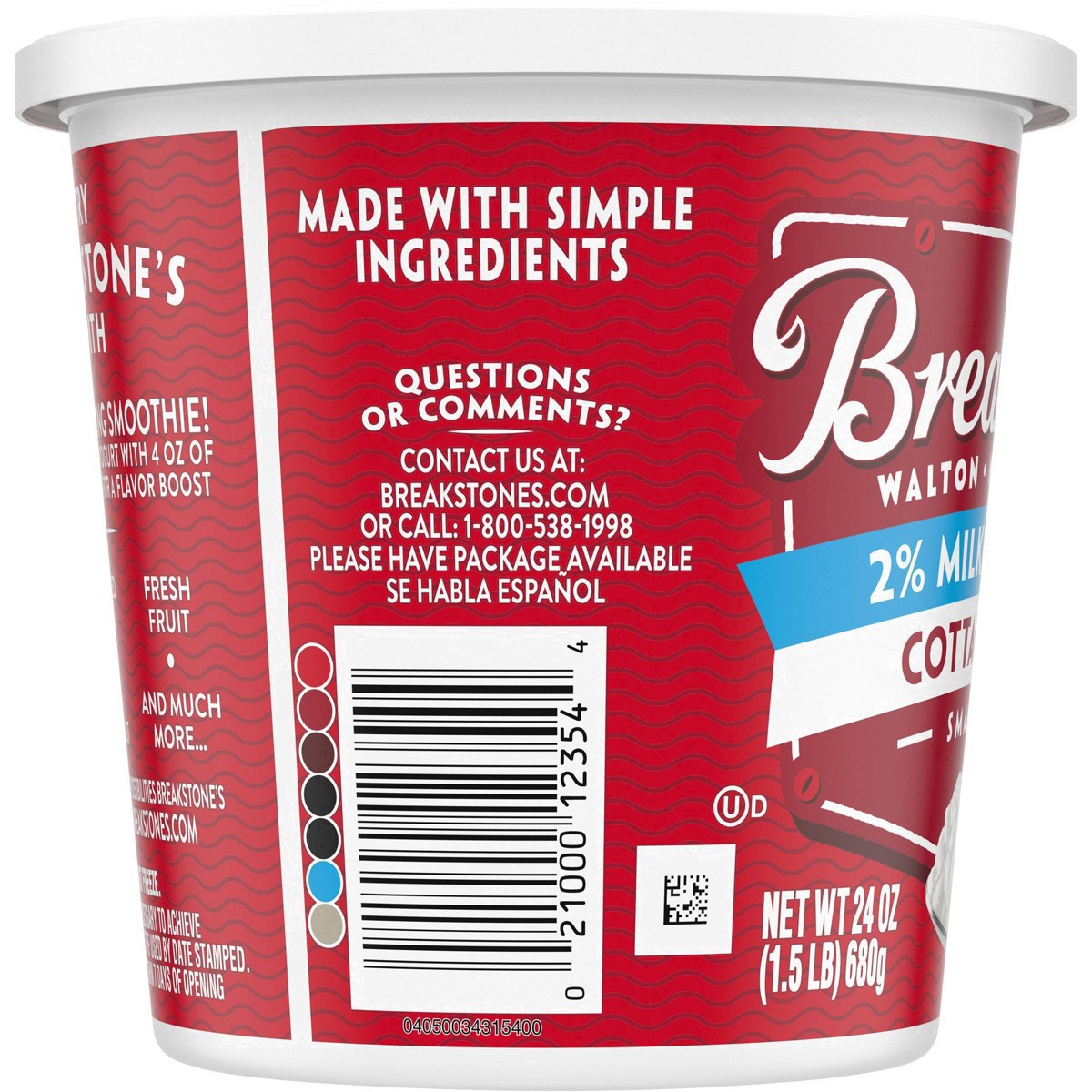 slide 19 of 50, Breakstone's Lowfat Small Curd Cottage Cheese with 2% Milkfat, 24 oz Tub, 680 g