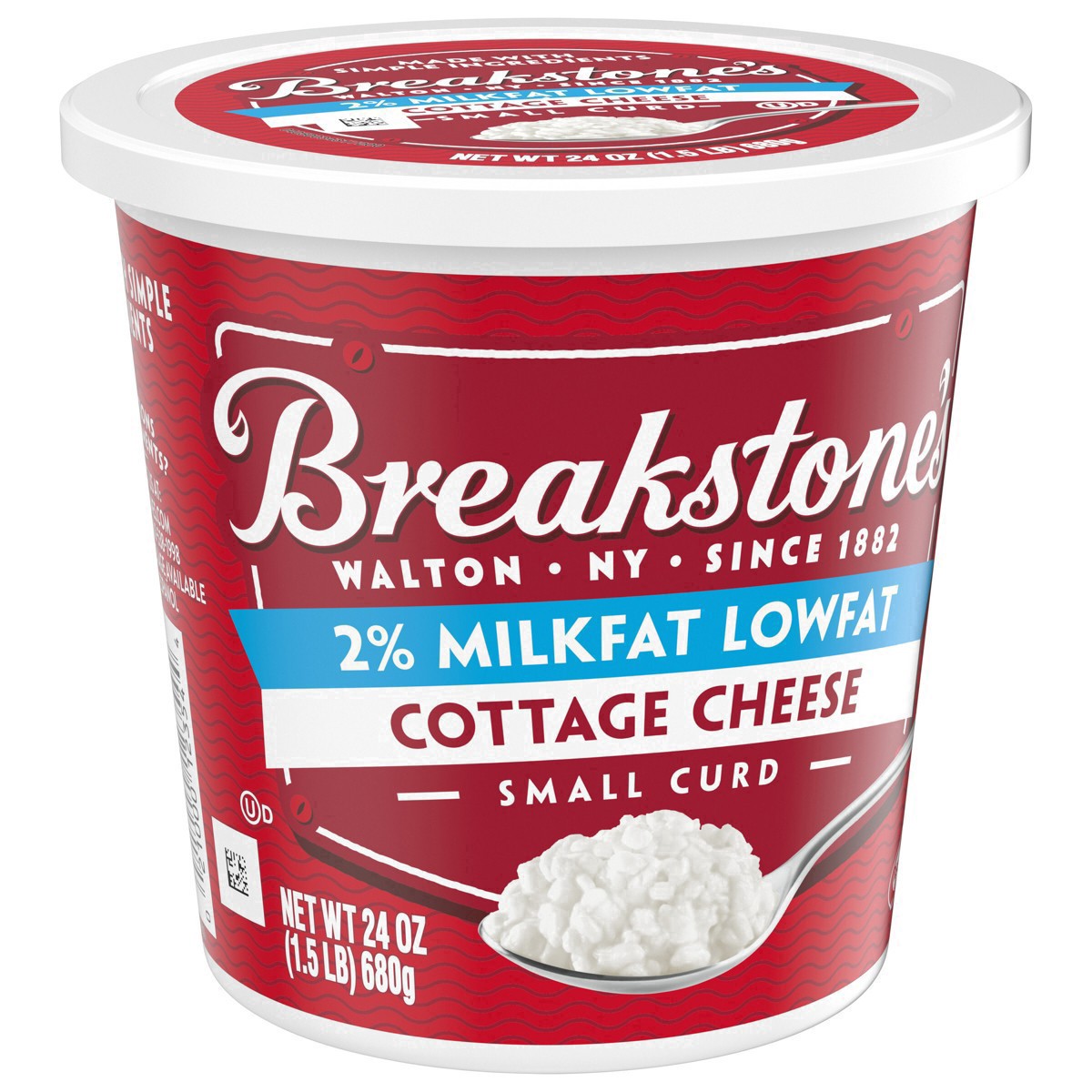 slide 42 of 50, Breakstone's Lowfat Small Curd Cottage Cheese with 2% Milkfat, 24 oz Tub, 680 g