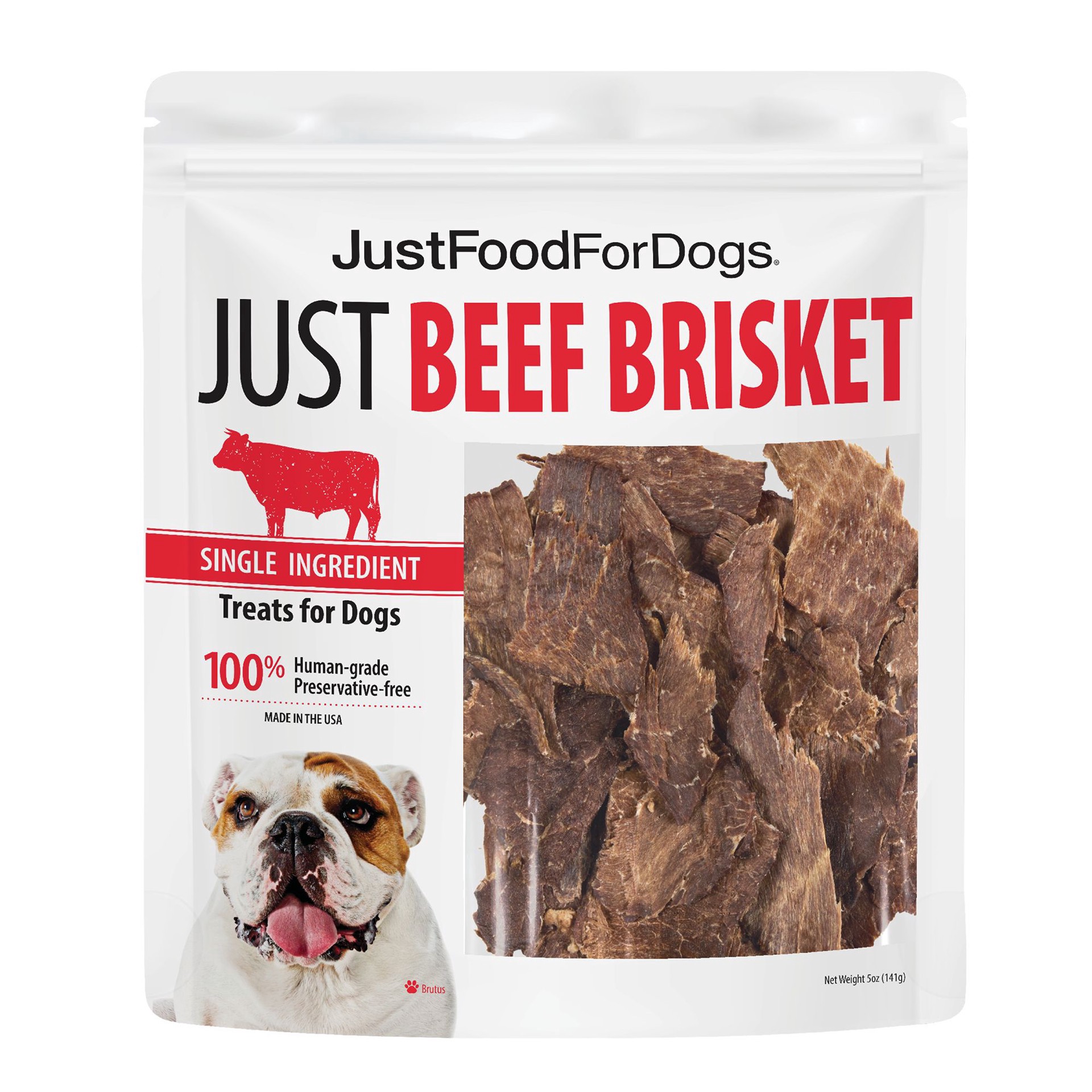 slide 1 of 1, JustFoodforDogs Healthy Snack Beef Brisket Dog Treats, 5 oz