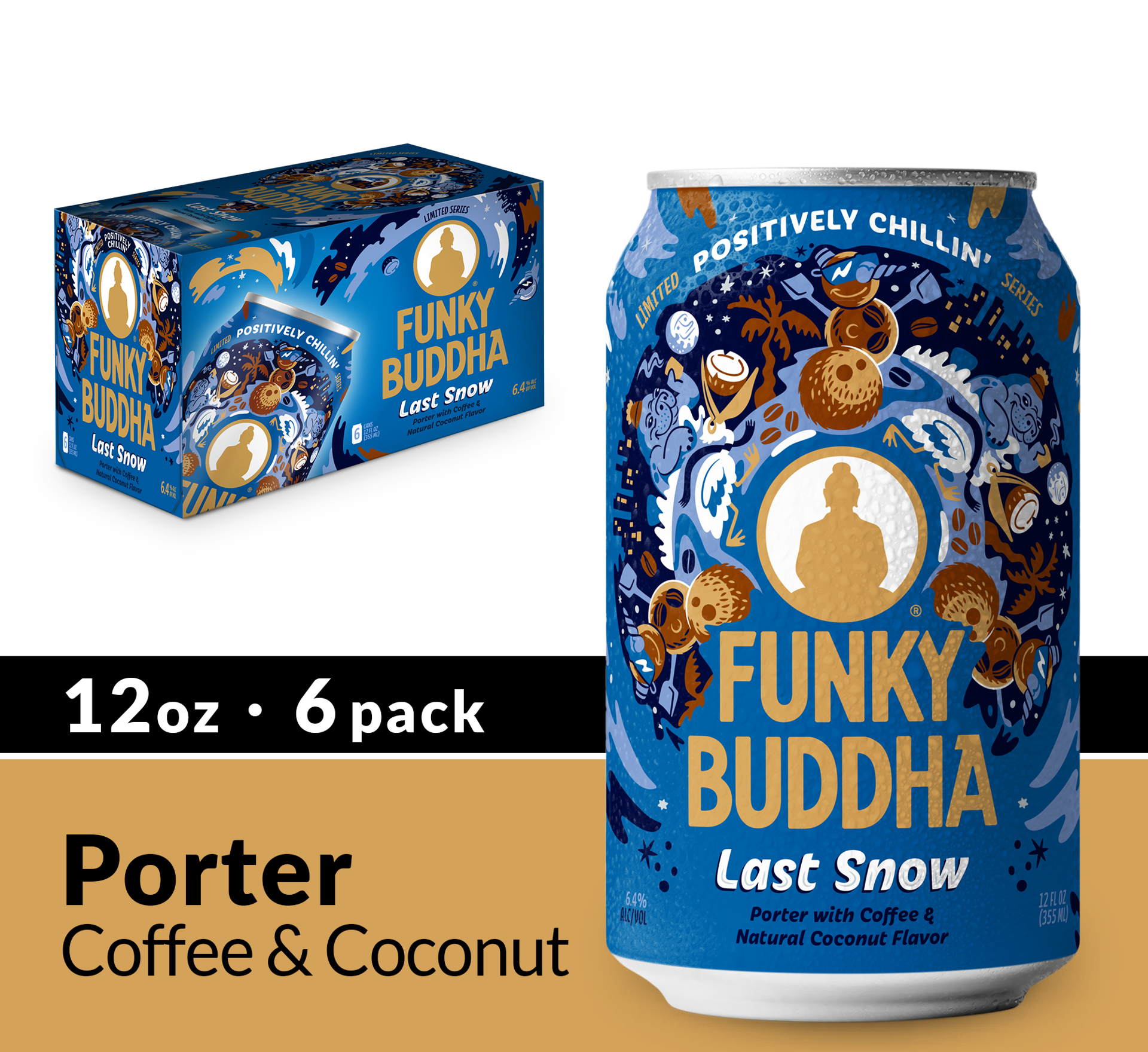 slide 2 of 2, Funky Buddha Last Snow Porter Craft Beer, 6 pk 12 fl oz Cans, 6.4% ABV, 12 oz