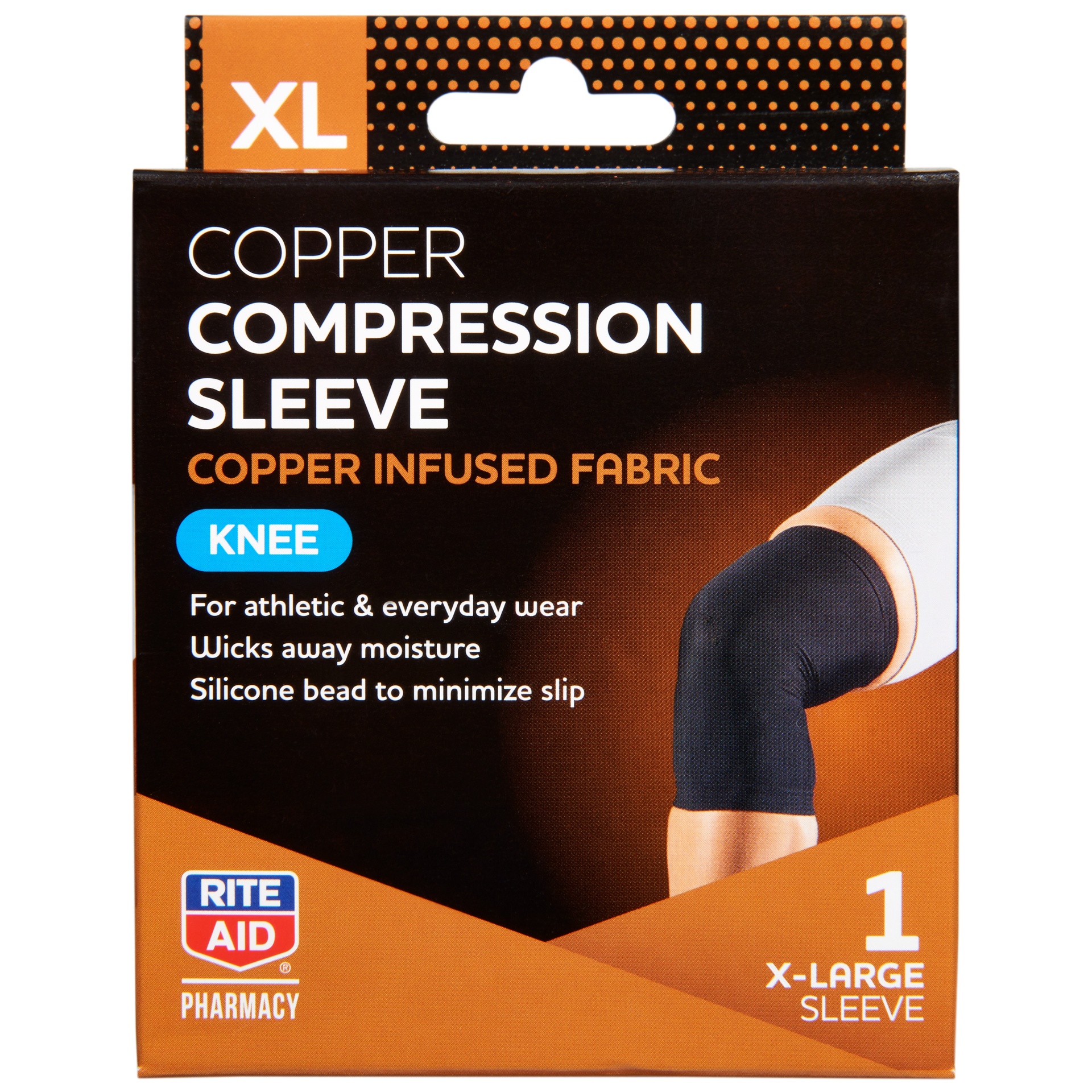 slide 1 of 1, Rite Aid Ra Copper Slv Knee Xl, 1 ct