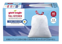 Giant Eagle Tall Kitchen Drawstring Trash Bags, Clean & Fresh Scent
