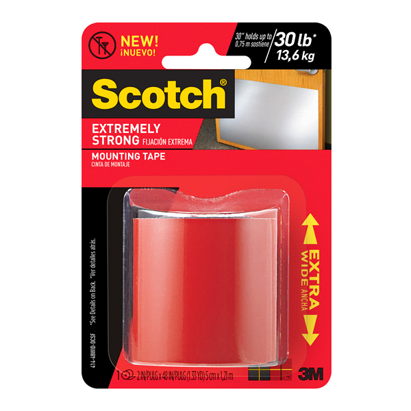 slide 1 of 1, Scotch Extremely Strong Mounting Tape, 2 in x 48 in