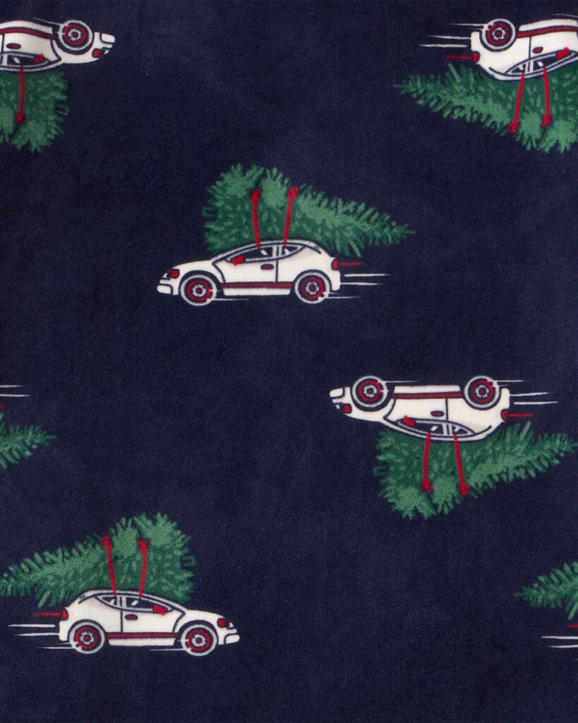 slide 2 of 2, Carter's Boys Christmas Cars Velour Long-Sleeve Snug Fit 2-Piece Pajamas - Navy Navy 10, 2 pc