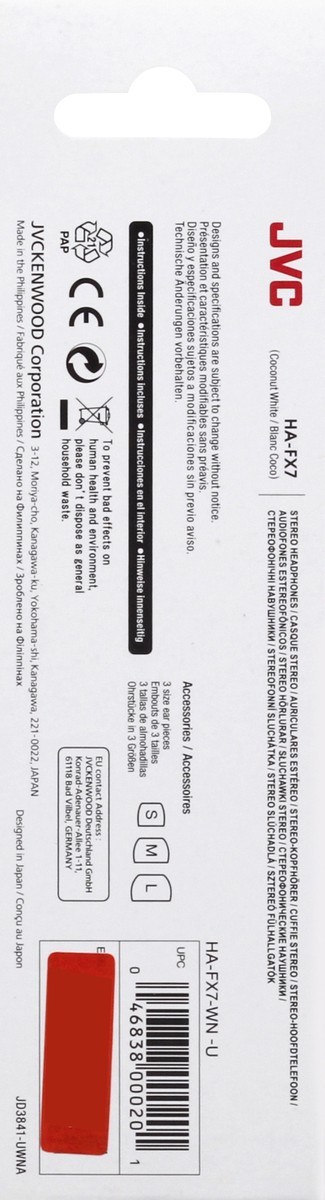 slide 5 of 6, JVC Stereo Headphones, Coconut White, 1 ct