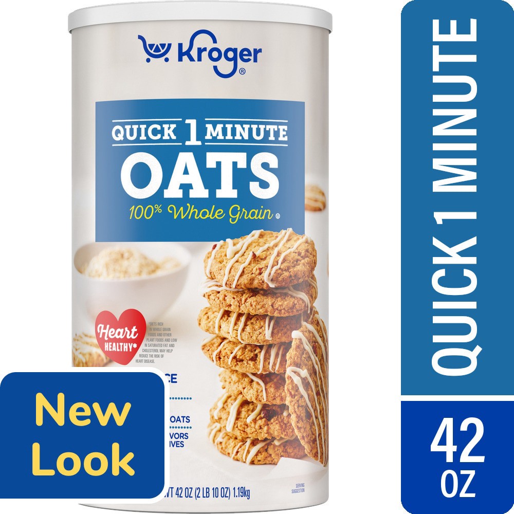 slide 1 of 4, Kroger Quick 1-Minute 100% Whole Grain Oats, 42 oz