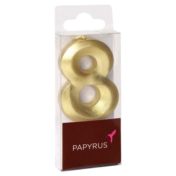 slide 2 of 9, Papyrus Birthday Candle Number 8, Metallic Gold (1-Count), 1 ct