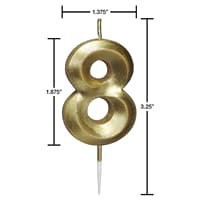 slide 3 of 9, Papyrus Birthday Candle Number 8, Metallic Gold (1-Count), 1 ct