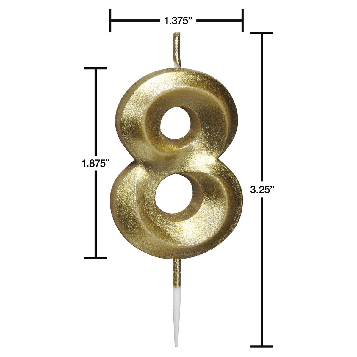 slide 8 of 9, Papyrus Birthday Candle Number 8, Metallic Gold (1-Count), 1 ct