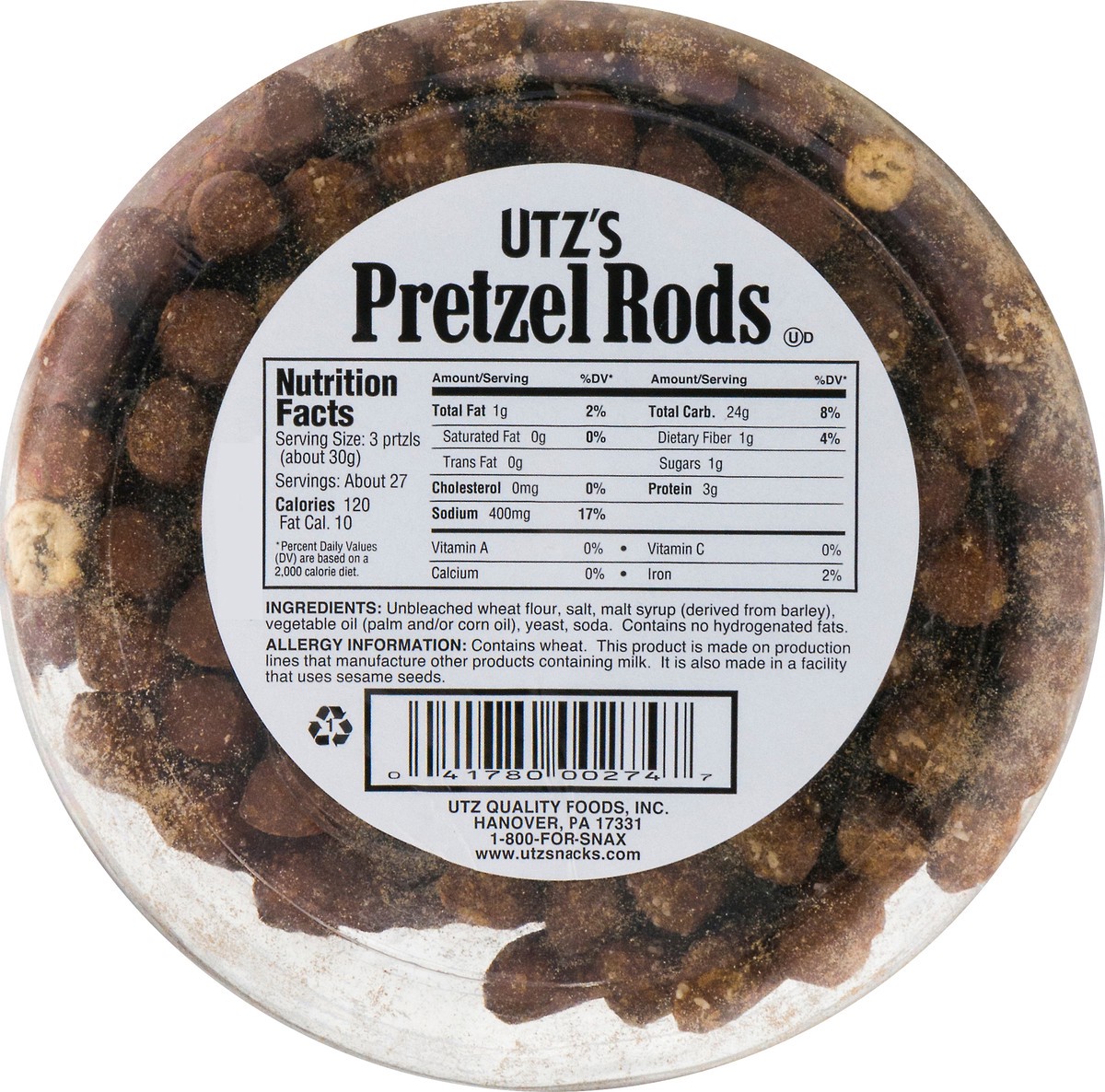 slide 4 of 9, Utz Old Fashioned Pretzel Rods 27 oz, 27 oz