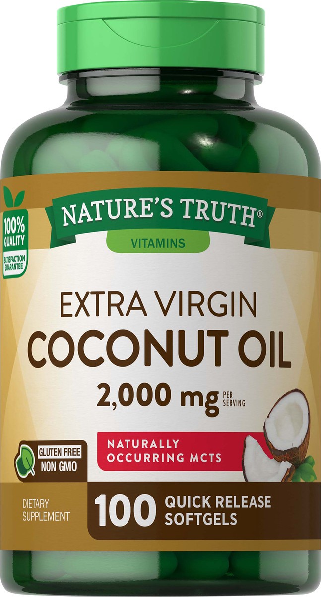 slide 3 of 5, Nature's Truth Extra Virgin Coconut Oil 2,000 mg, 100 ct