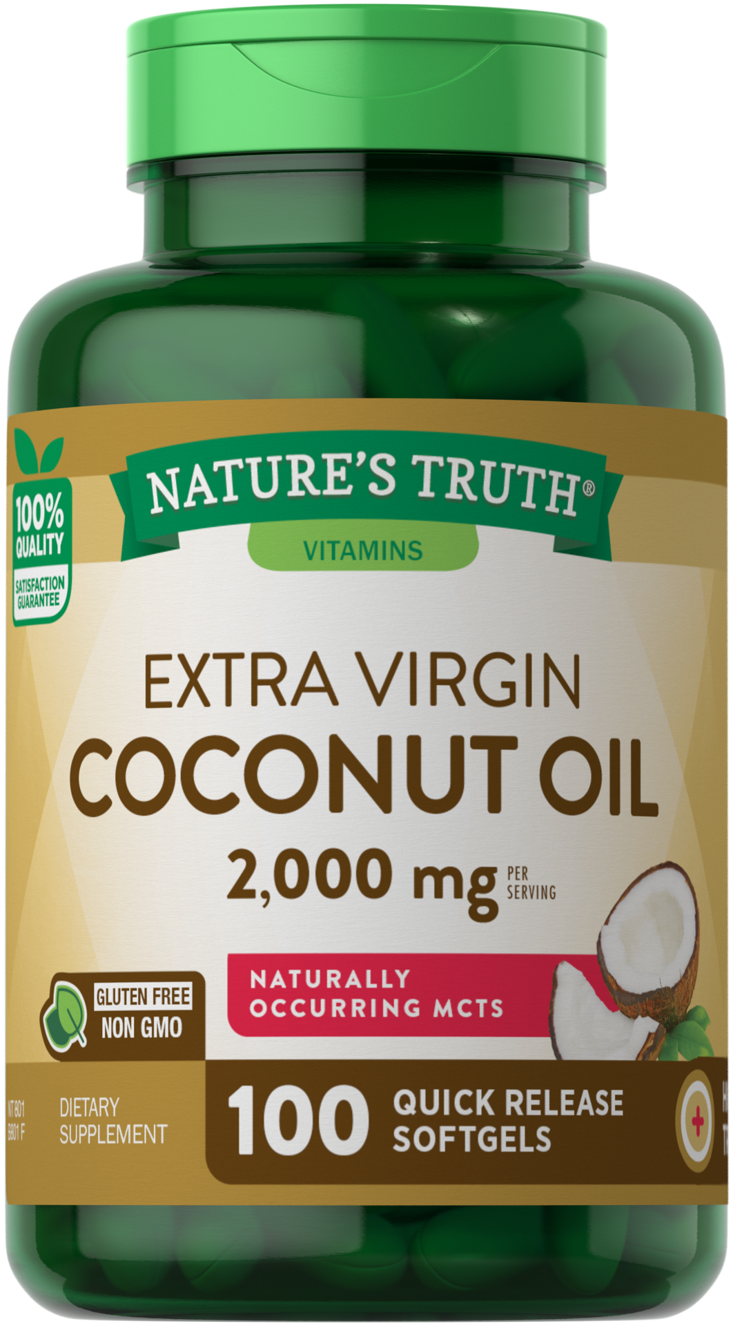 slide 1 of 5, Nature's Truth Extra Virgin Coconut Oil 2,000 mg, 100 ct