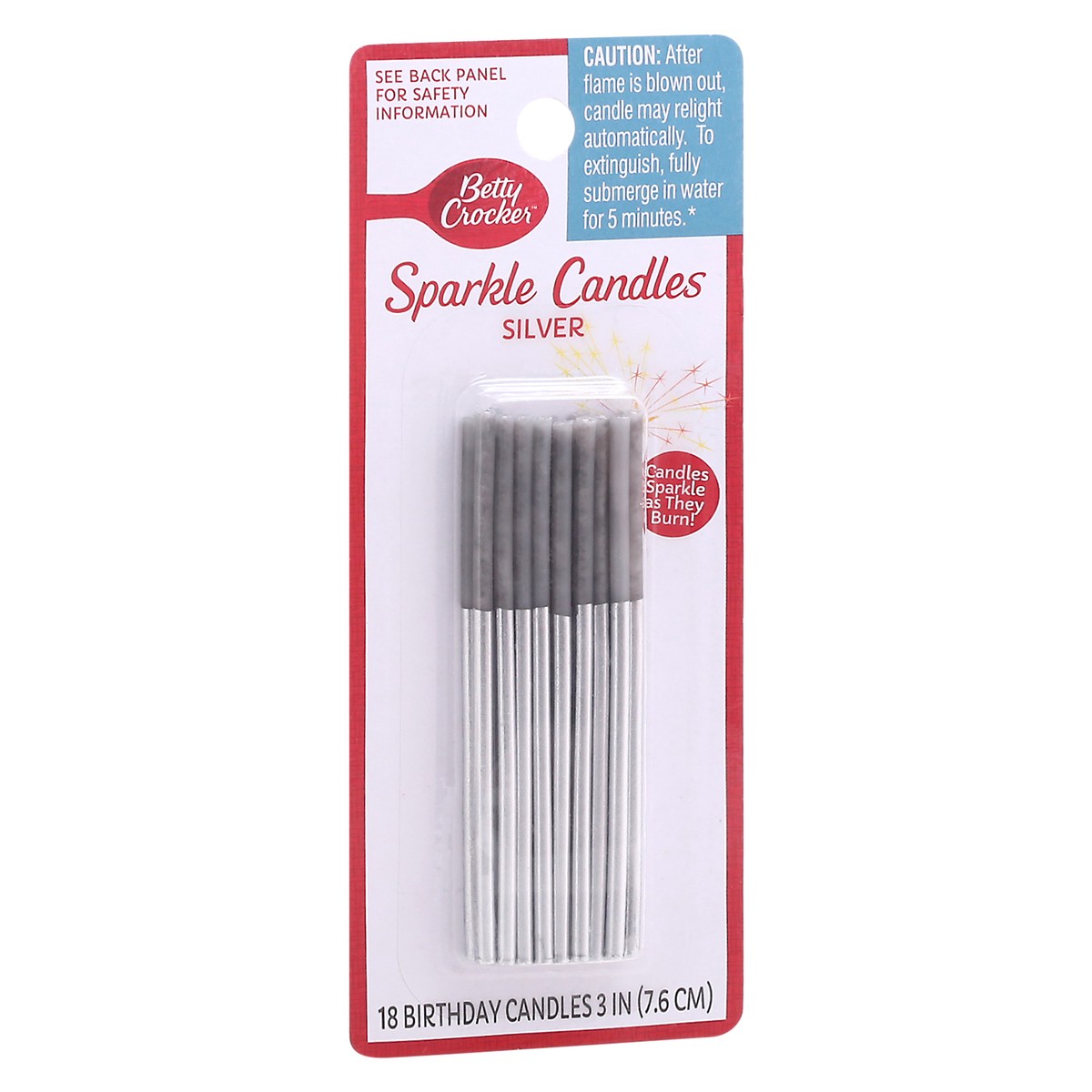 slide 8 of 10, Betty Crocker 3 Inch Silver Sparkle Candles 18 ea, 18 ct