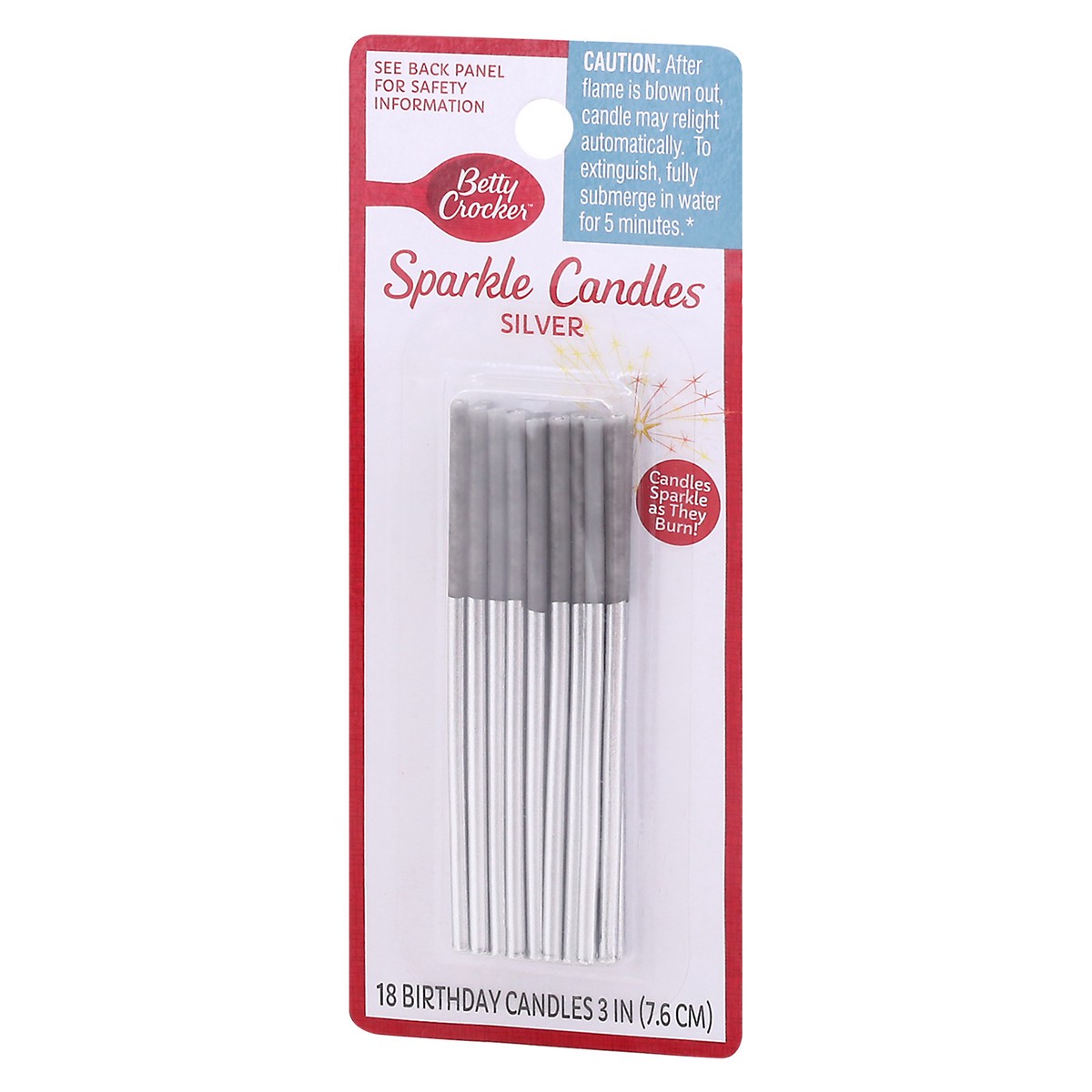 slide 4 of 10, Betty Crocker 3 Inch Silver Sparkle Candles 18 ea, 18 ct