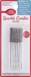 Betty Crocker 3 Inch Silver Sparkle Candles 18 ea