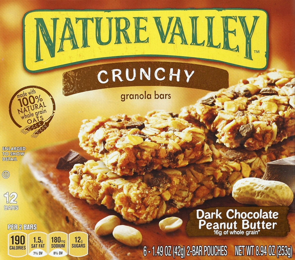 slide 5 of 6, Nature Valley Granola Bars, Crunchy Dark Chocolate Peanut Butter, 6 ct; 1.49 oz