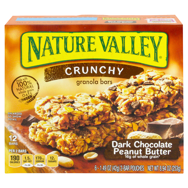 slide 1 of 6, Nature Valley Granola Bars, Crunchy Dark Chocolate Peanut Butter, 6 ct; 1.49 oz